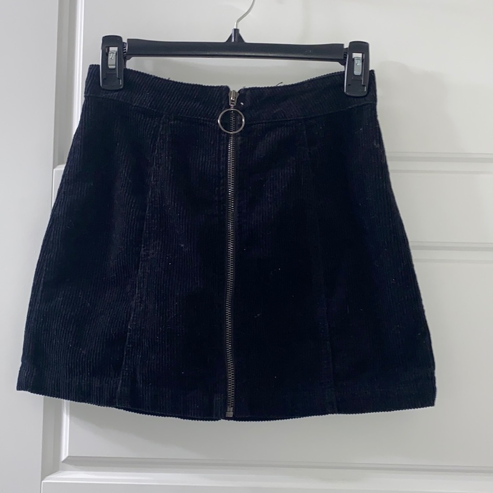 Black corduroy mini skirt